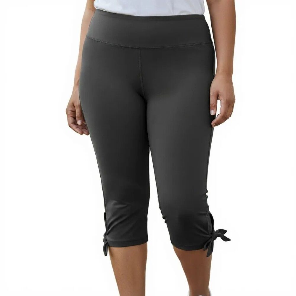 NEW Lane Bryant Livi Active Cooling Capri Legging Women 22/24 Black Tie Pant